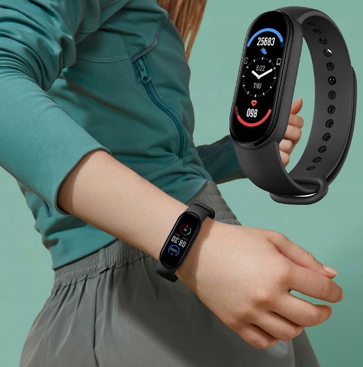 SMARTBAND M6 ZEGAREK SMARTWATCH DAMSKI MĘSKI DLA DZIECI BAND OPASKA SPORT Kolor czarny